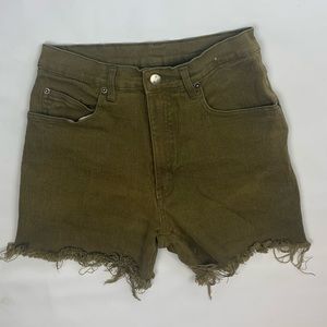 High-Waist Olive Green Shorts